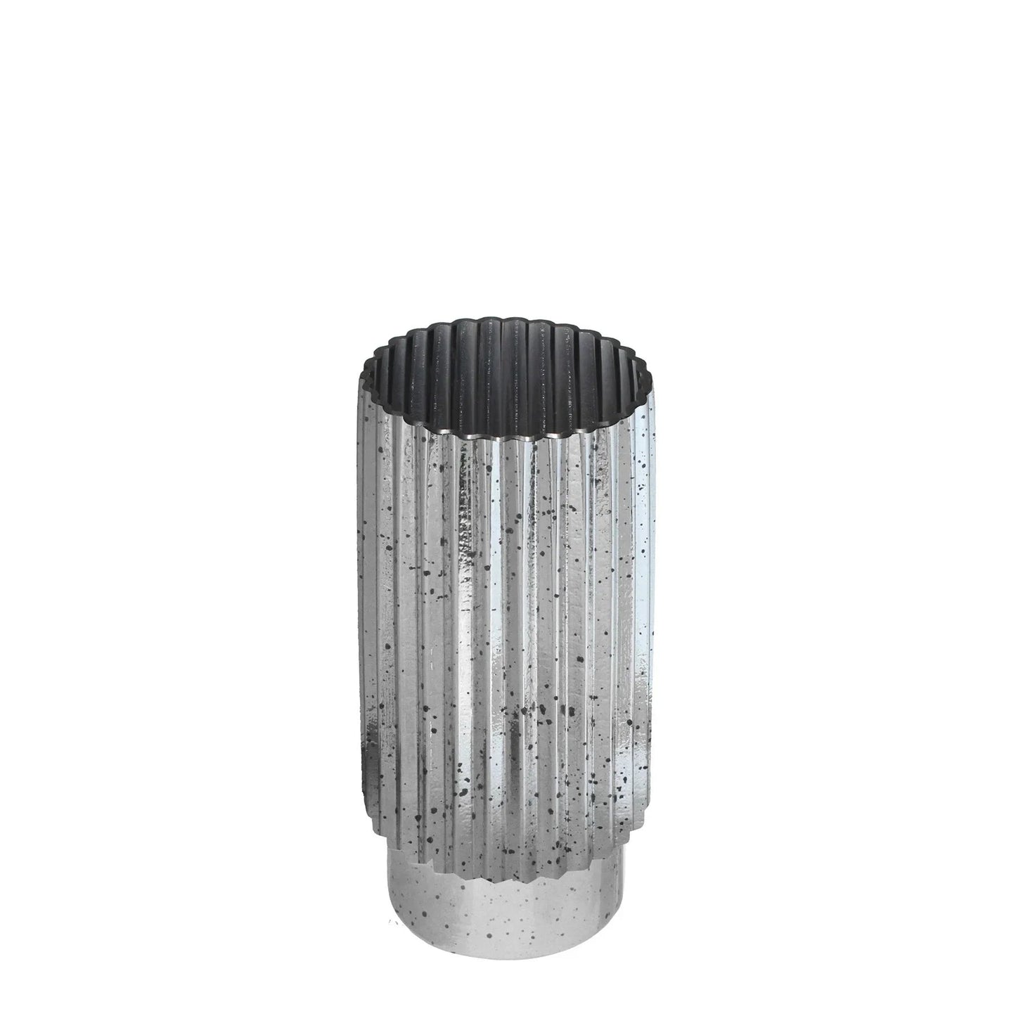 Silver Tonal Ribbed Cylinder VaseÂ (30cm)