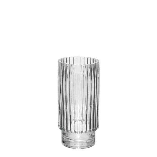 Clear Vase Wide Ribbed (20cm x 9.5cm)