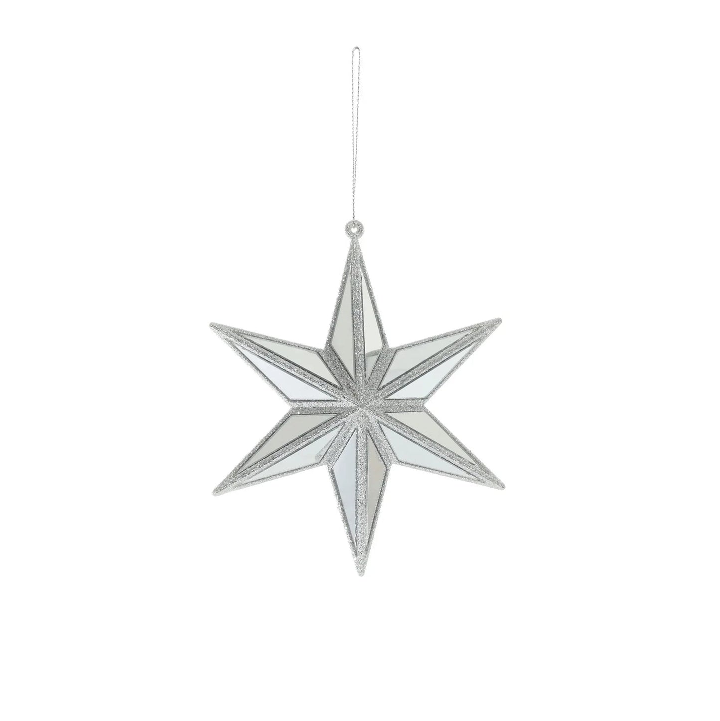 Mirror Star Hanging  Decoration - Silver (12cm)