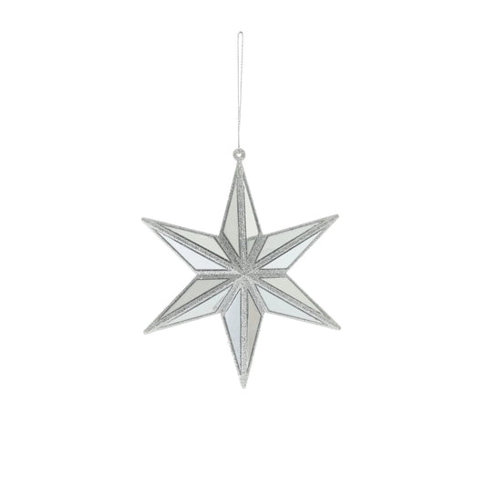 Mirror Star Hanging  Decoration - Silver (12cm)