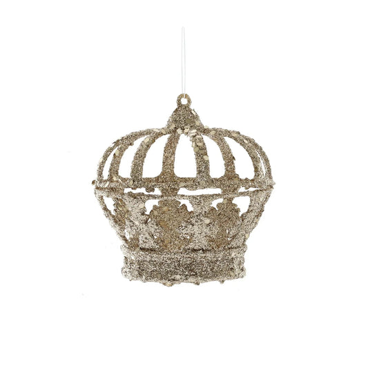 Glitter Crown Hanging Decoration - Gold (18cm)