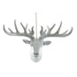 Silver reindeer head ornament with large antlers for festive home decor