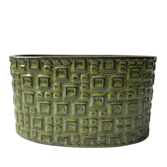 Hortus Olive Green Evora Pot (14cm H x 26cm L x 12cm W)