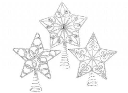 Silver Luxury Glitter Tree Topper (Assorted)