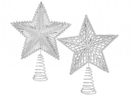 Silver Large Star Tree Topper (Assorted)