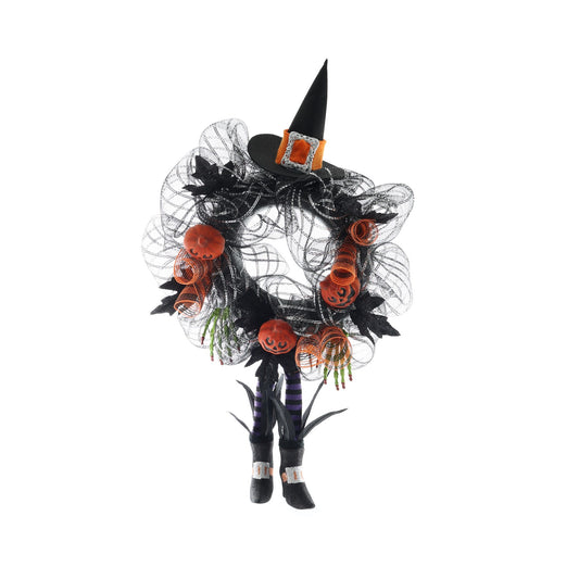 Halloween Wreath Witches Hat &amp; Legs (55cm) - Bristow Direct 