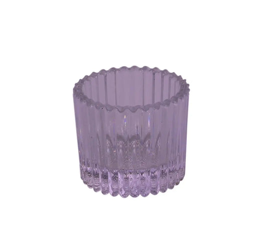 Lilac Ribbed Glass Tealight Holder (4.5cm)