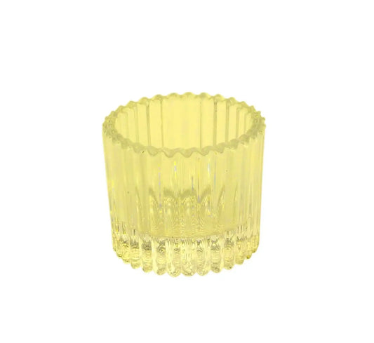 Yellow Ribbed Glass Tealight Holder (4.5cm)