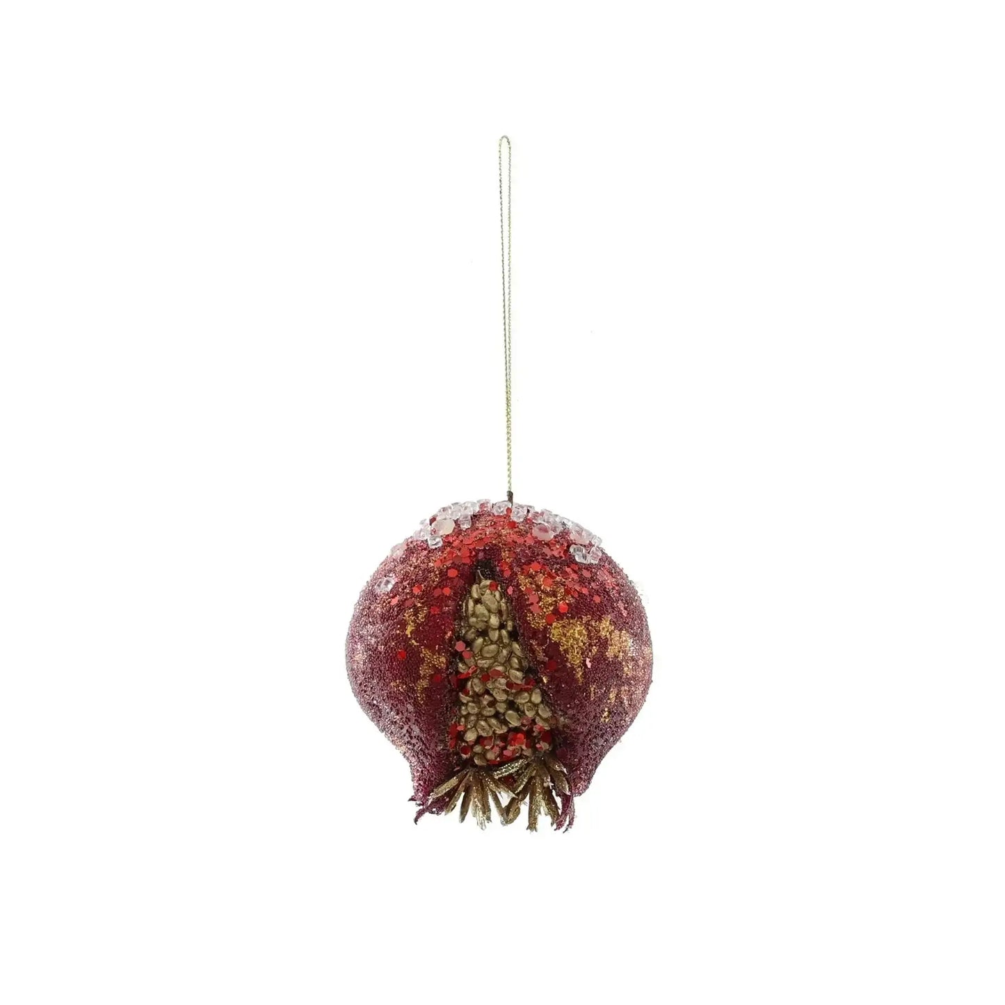 Beaded Pomegranate Hanging Decoration - Burgundy (8cm)