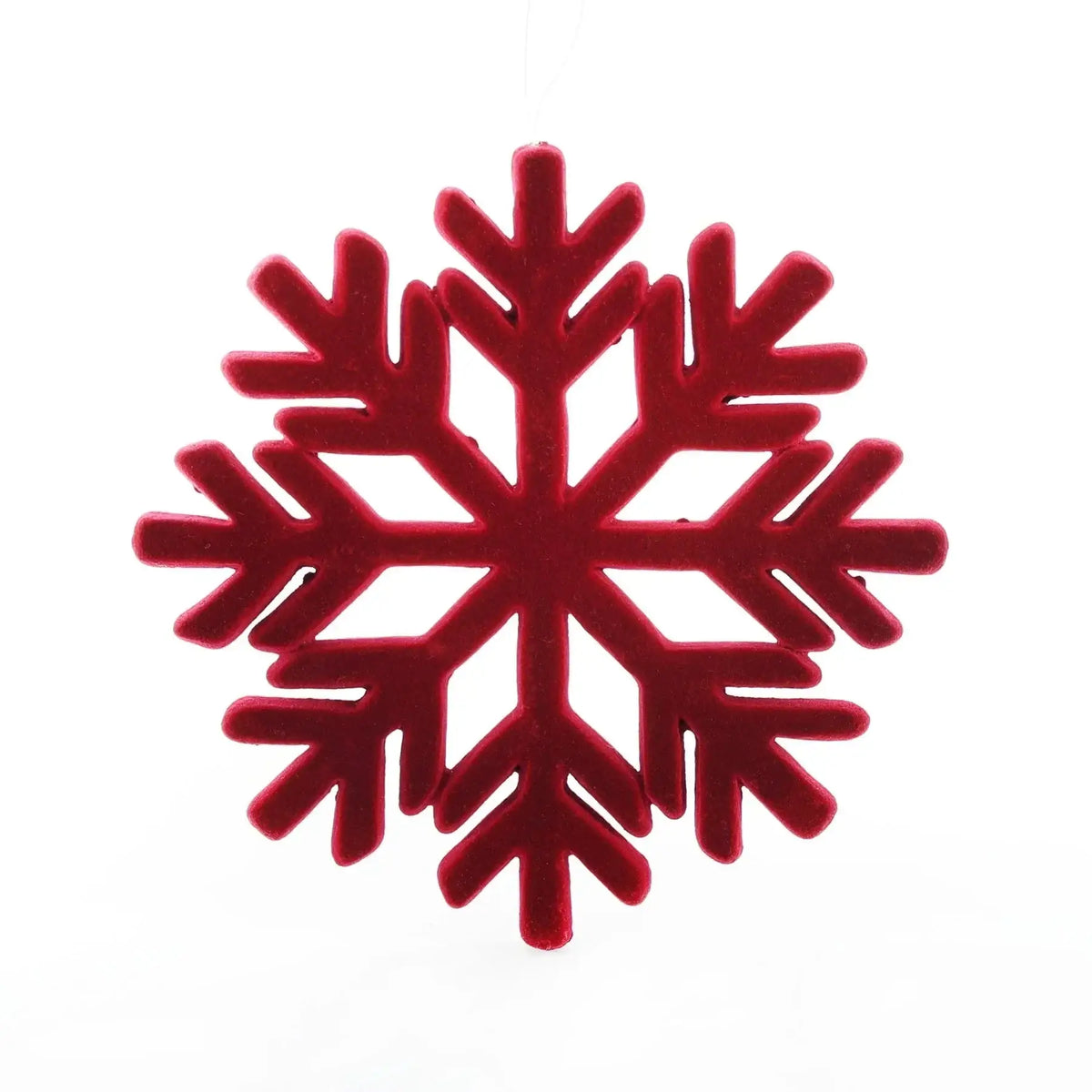 Flocked Snowflake Hanging Decoration - Burgundy  (22cm)