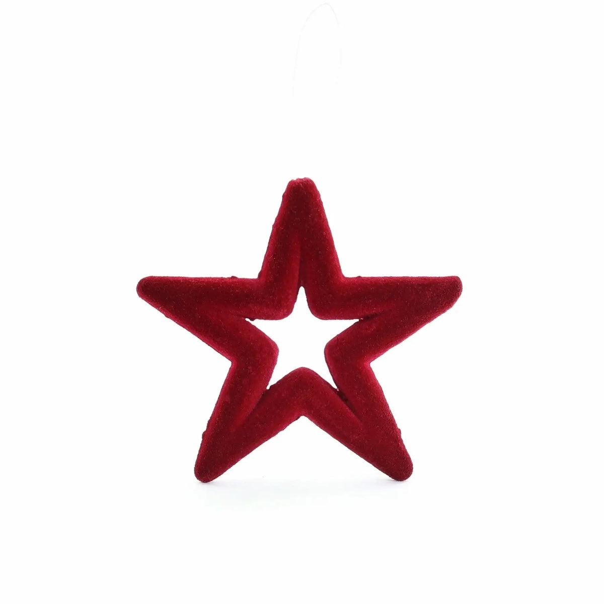 Burgundy flocked star hanging decoration by Bristow Direct