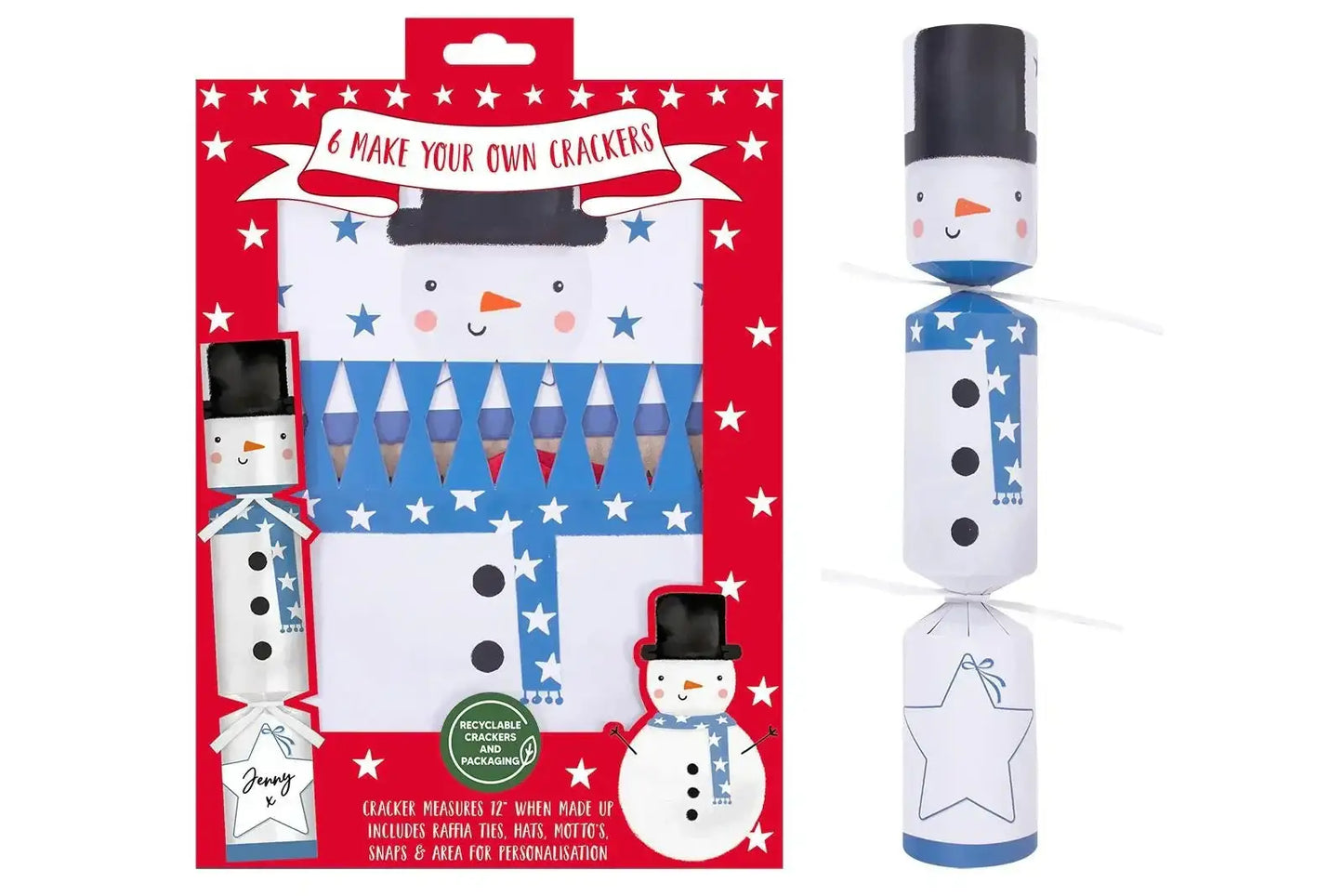 Snowman Christmas cracker kit, make your own festive snowman crackers, gift packaging