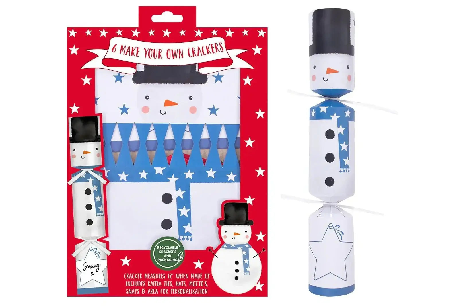 Snowman Christmas cracker kit, make your own festive snowman crackers, gift packaging