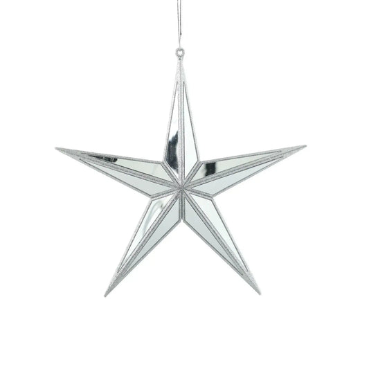 Mirror Star Hanging  Decoration - Silver (27cm)