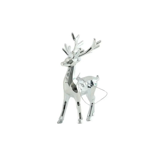 Reindeer Hanging Decoration - Shiny Silver (10cm)