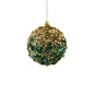Bead Encrusted Bauble- Gold and Green (11cm)