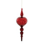 Red glass Christmas ornament with spindle shape, ideal for festive holiday décor