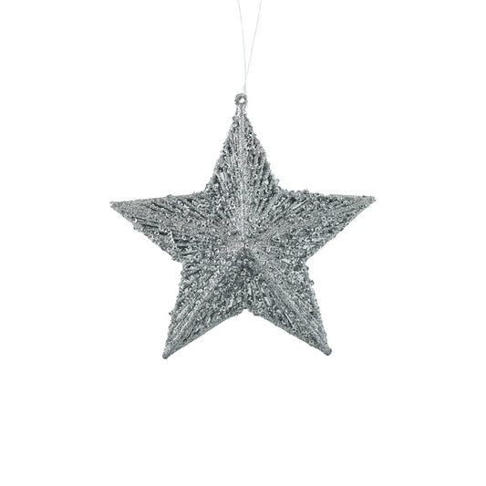 Glitter Star Hanging Decoration - Silver (15cm)