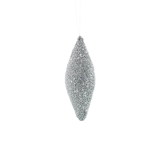 Glitter Drop Hanging Decoration - Silver (18cm)