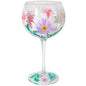 Hand-painted wine glass with colorful daisy flower design, ideal for home décor or gifting