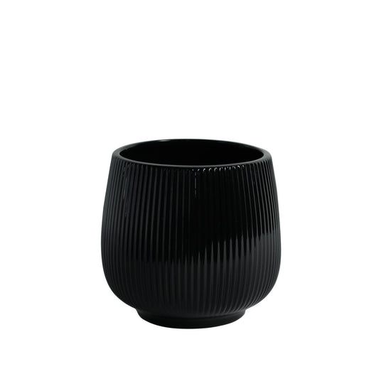 Glossy Black Hortus Lisbon Pot (12.5x13cm)