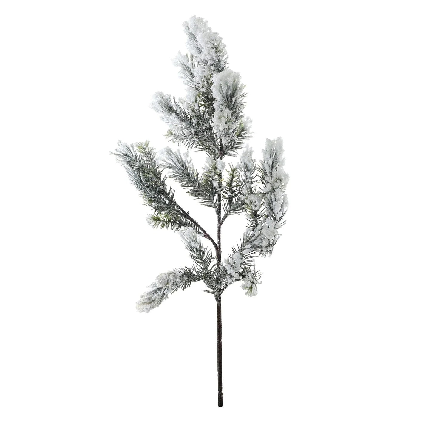 Artificial pine branch with frosted snow effect, perfect for winter home décor