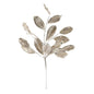 Decorative gold glitter leaf spray stem for elegant home décor or floral arrangements
