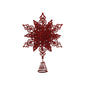 Red glitter snowflake tree topper with spiral base for holiday decoration