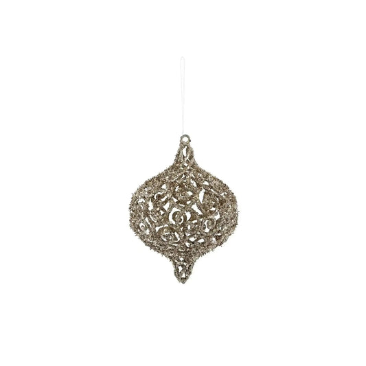 Filigree Glitter Onion Hanging Decoration - Gold (18cm)