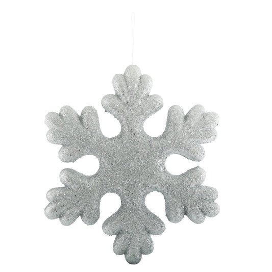 Discover the Silver Glitter Snowflake Hanging Decoration (36cm) at Bristow Direct