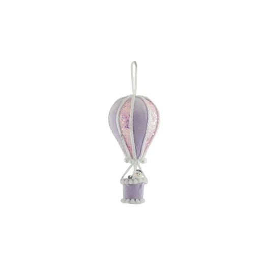 Medium Hot Air Balloon with Santa - Hanging Decoration - Pink / Lilac  (12cm)