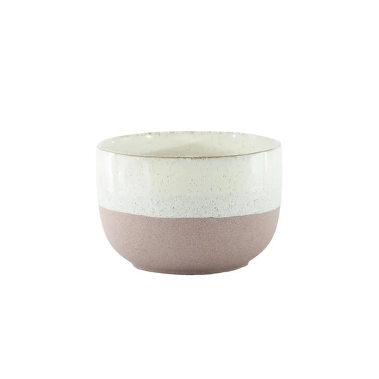 Hortus Pink and White Bordeaux Stoneware Pot (14cm H x 21cm Dia)
