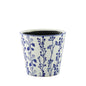 Hortus White &amp; Blue Perth Floral Pot (13.5cm H x 14.5cm Dia)