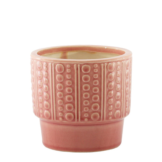 Hortus Salmon Pink Warwick Dimple Pot (19cm H x 21cm Dia)