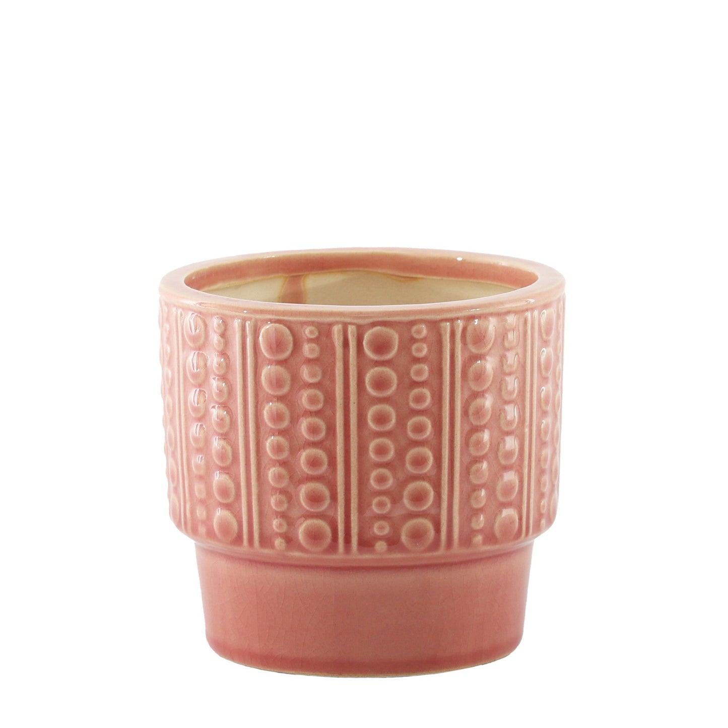 Hortus Salmon Pink Warwick Dimple Pot (14.5cm H x 15.5cm Dia)
