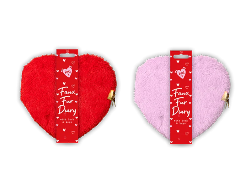 Assorted Valentine Heart Faux Fur Diary with Lock