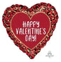 Heart-shaped balloon with red and leopard print, Happy Valentine's Day message