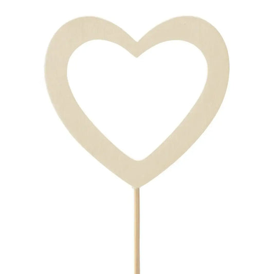White Wooden Heart Pick