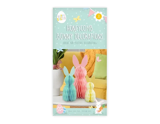 Pack of 3 Honeycomb Bunny Decorations
