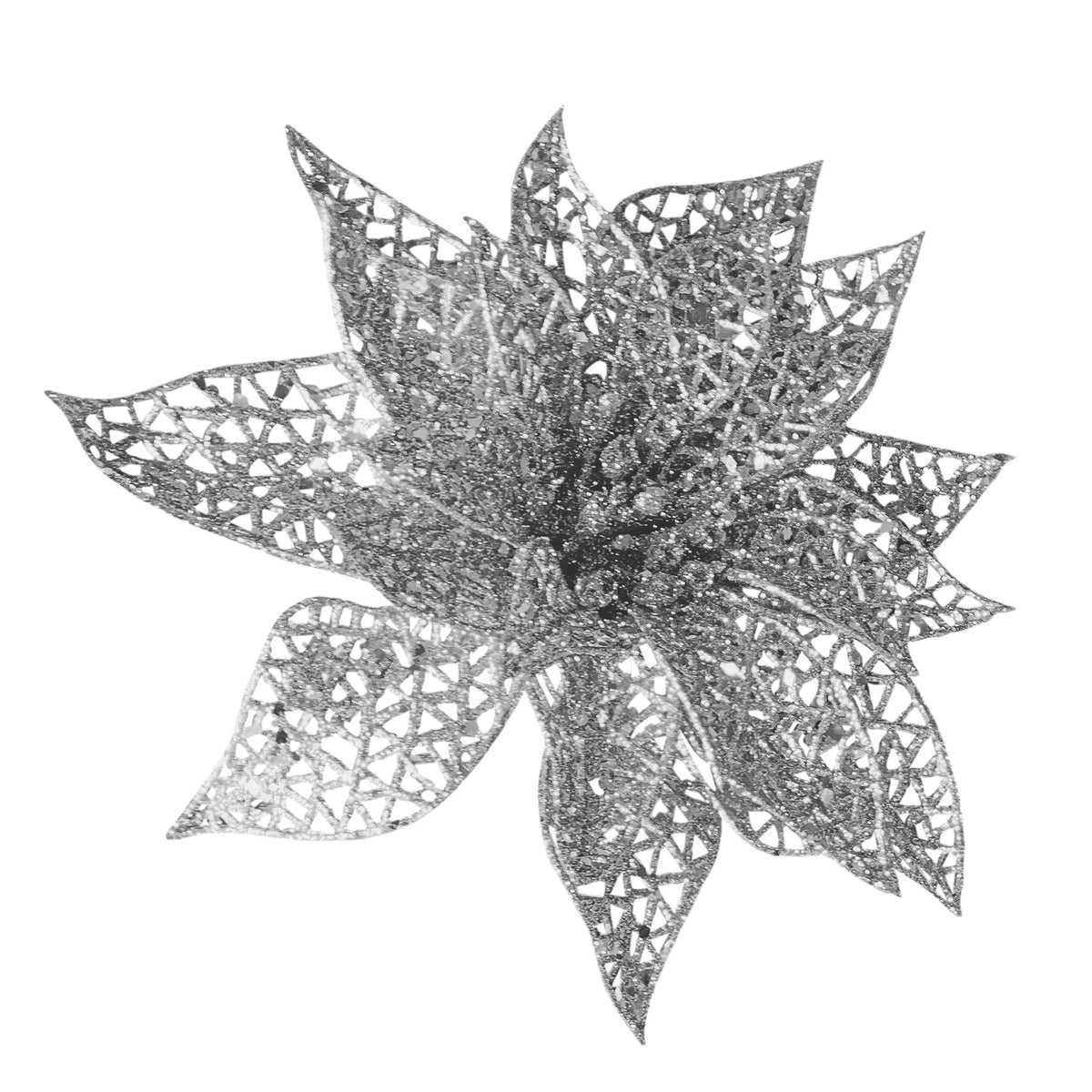Discover the Silver Poinsettia Hanging Decoration (22cm) at Bristow Direct