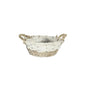 Two Tone Round Softwood and Seagrass Basket with Ears (20cm)