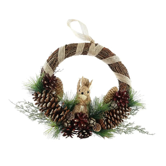 Half Wreath with Cones and Squirrel (36cm)