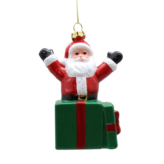 Discover the Santa in Gift Box Hanging Ornament (10cm) at Bristow Direct