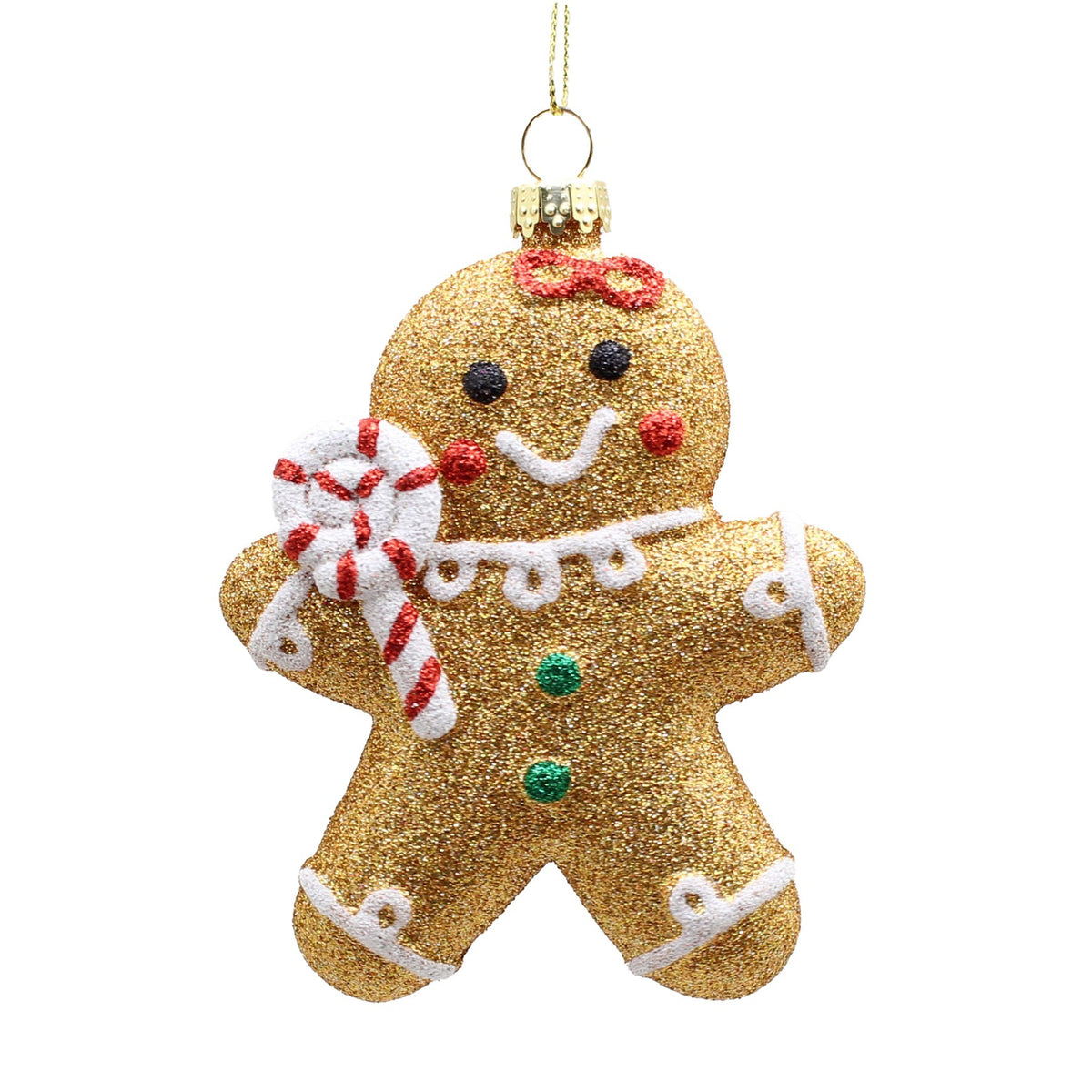 Discover the Glitter Gingerbread Lady with Lollipop Hanging Ornament (10cm) at Bristow Direct