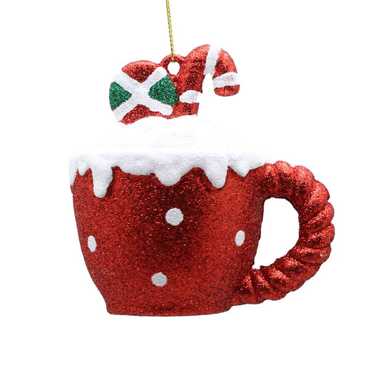 Discover the Glitter Christmas Candy Cane Cup Hanging Ornament (10cm) at Bristow Direct