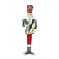 Metallic nutcracker figurine playing saxophone, festive holiday decoration