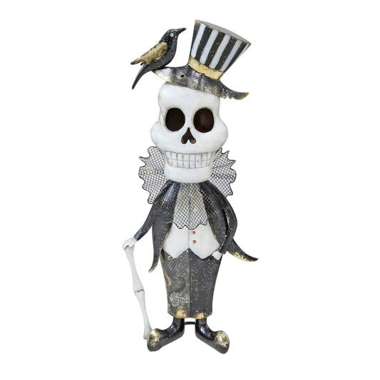 Halloween Metal Skeleton with Crow (56cm)