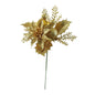 Gold Glitter Poinsettia and Bauble Pick (24cm)