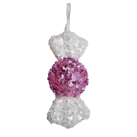 Discover the Pink White Sequin Candy Hanging Decoration (13cm) at Bristow Direct