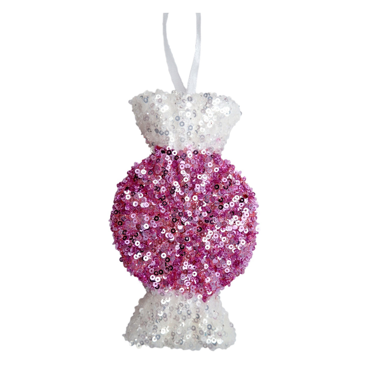 Discover the Pink White Sequin Candy Hanging Decoration (15cm) at Bristow Direct
